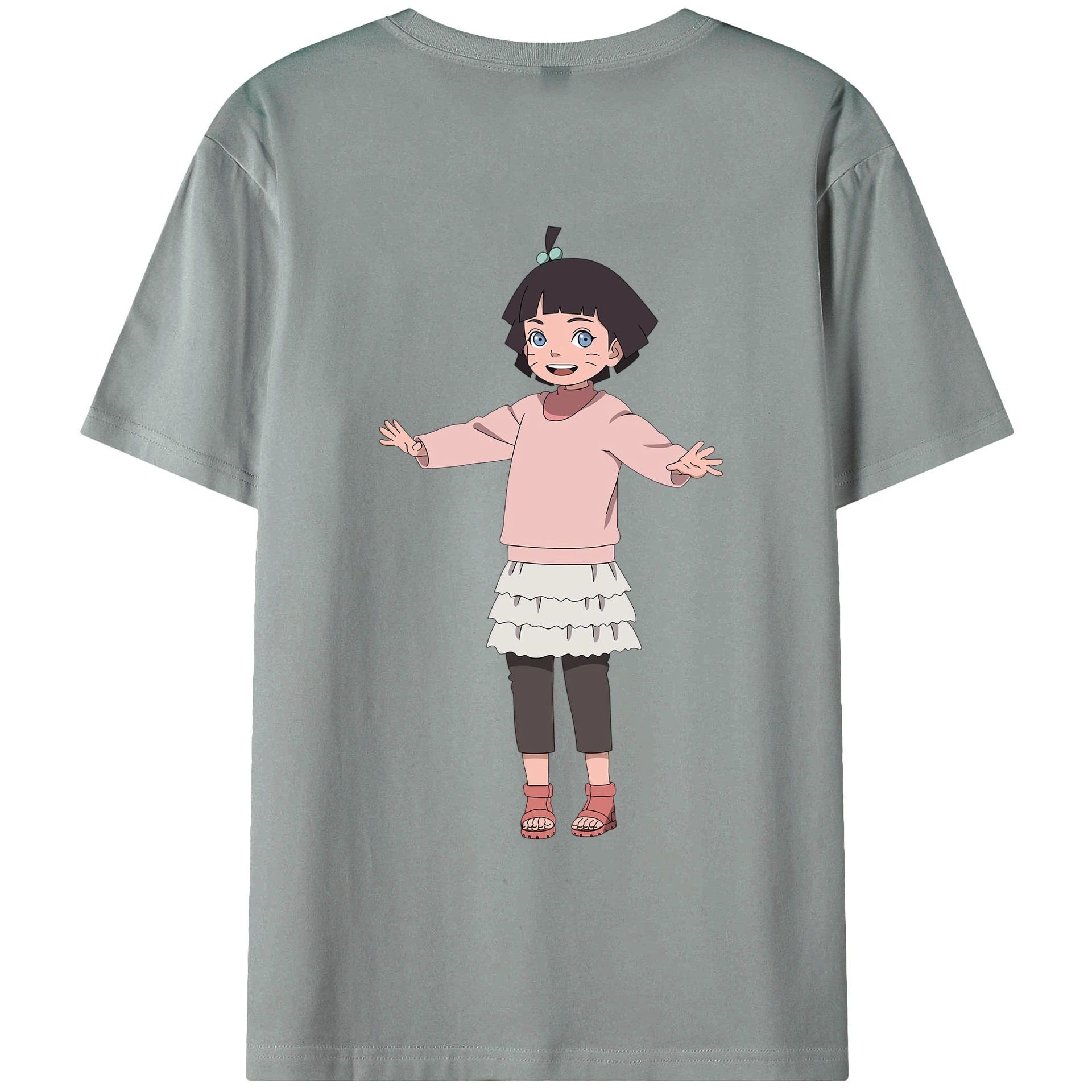 （画像用） NARUTO -ナルト- うずまき ヒマワリ Uzumaki Himawari 綿100％ メンズ半袖Tシャツ（バックプリント） 通気性